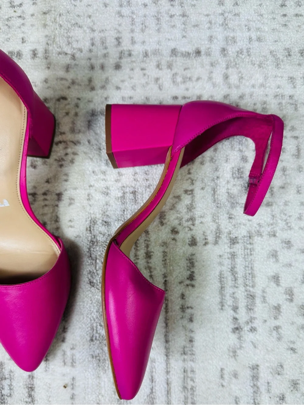 Copper Key Fuchsia Pointed-Toe Ankle-Strap Block Heels